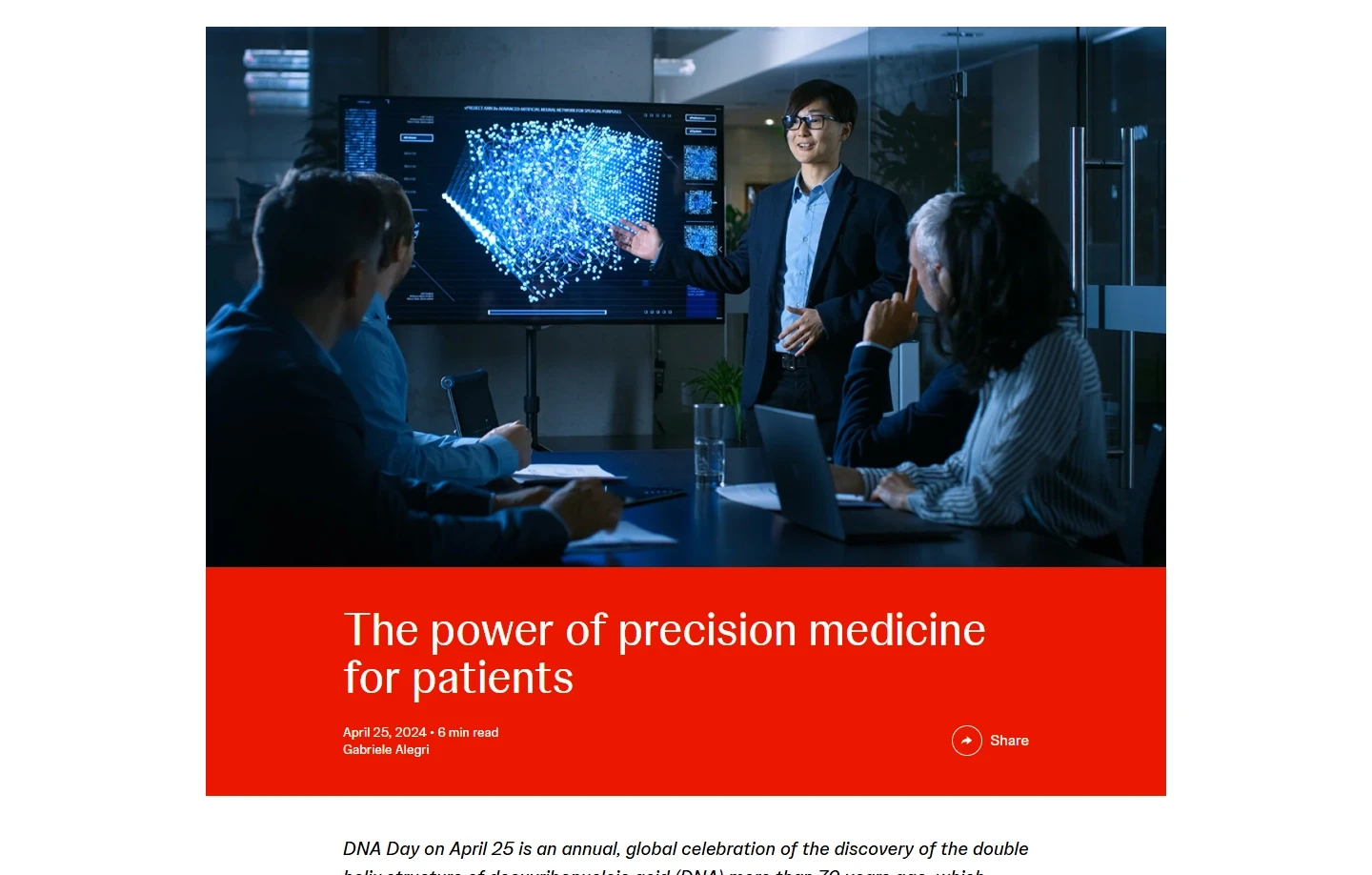 Article headline on Innovative Medicine's website