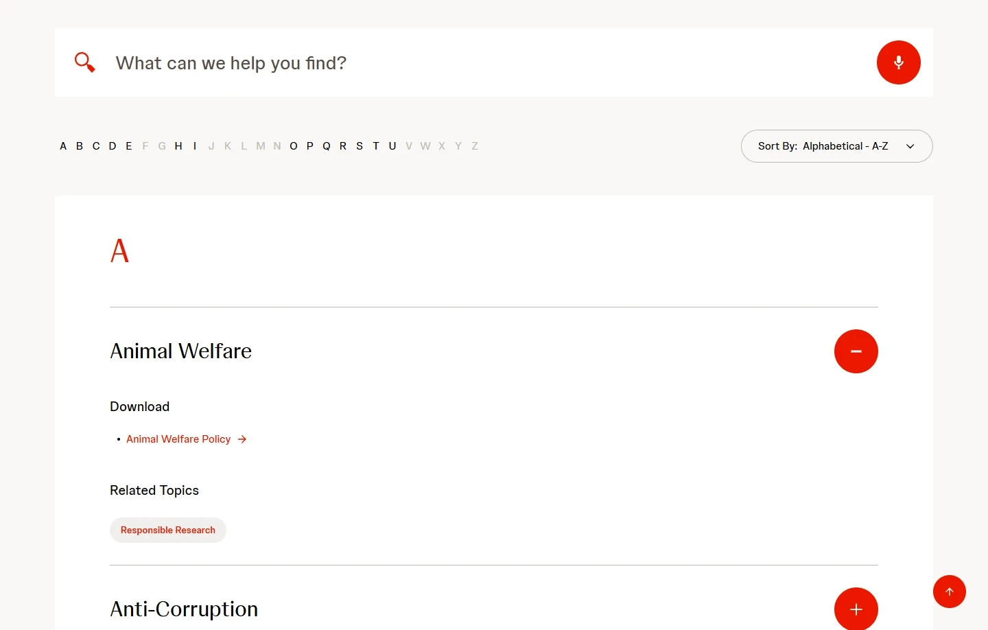 Search module on Johnson & 'Johnson's website